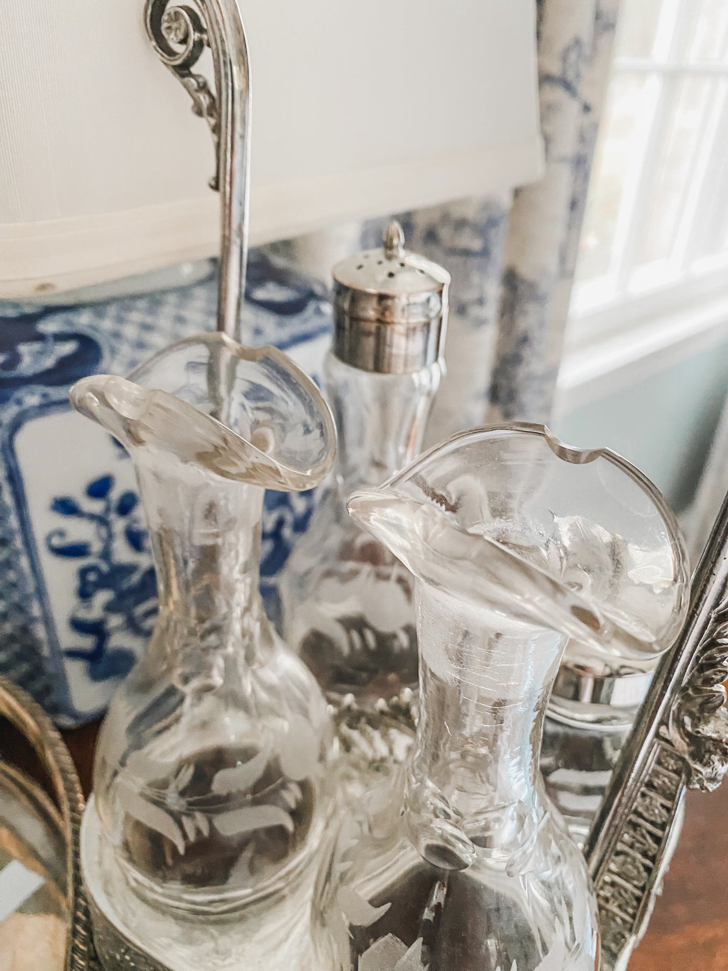 Antique Triple Plate Victorian Cruet Set