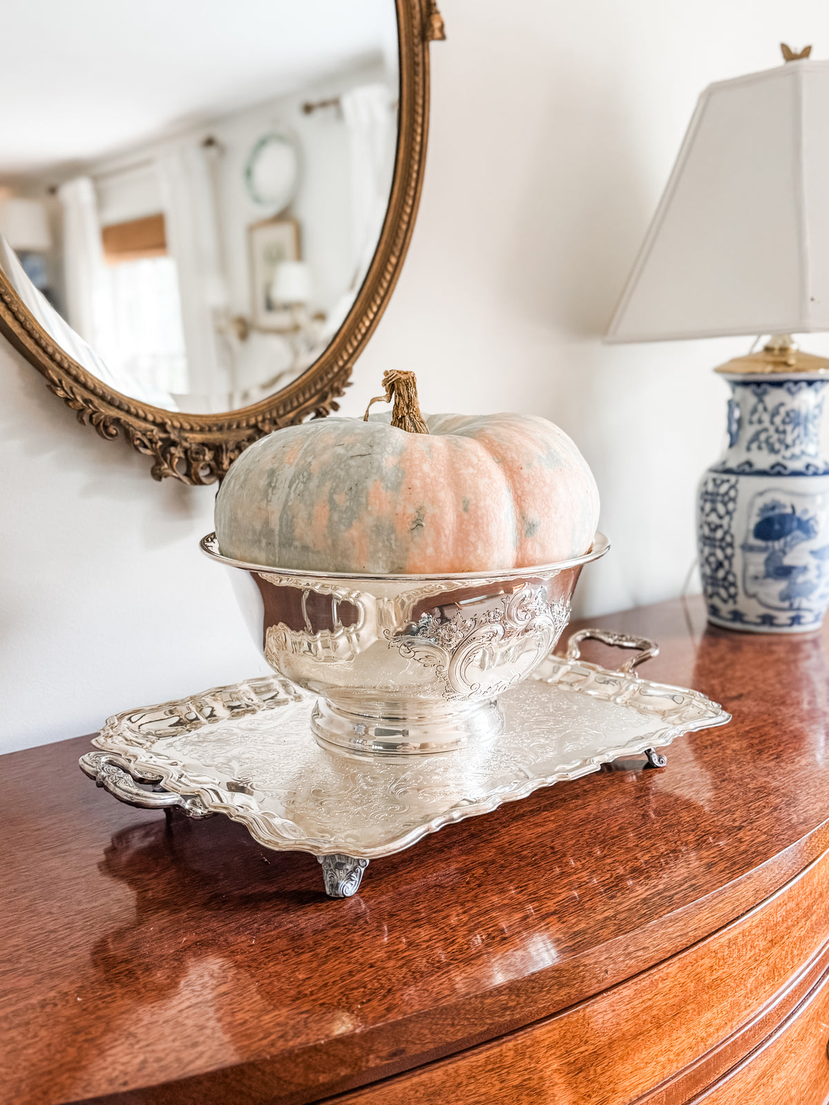 Huge Hand Chased Repousse Centerpiece Bowl