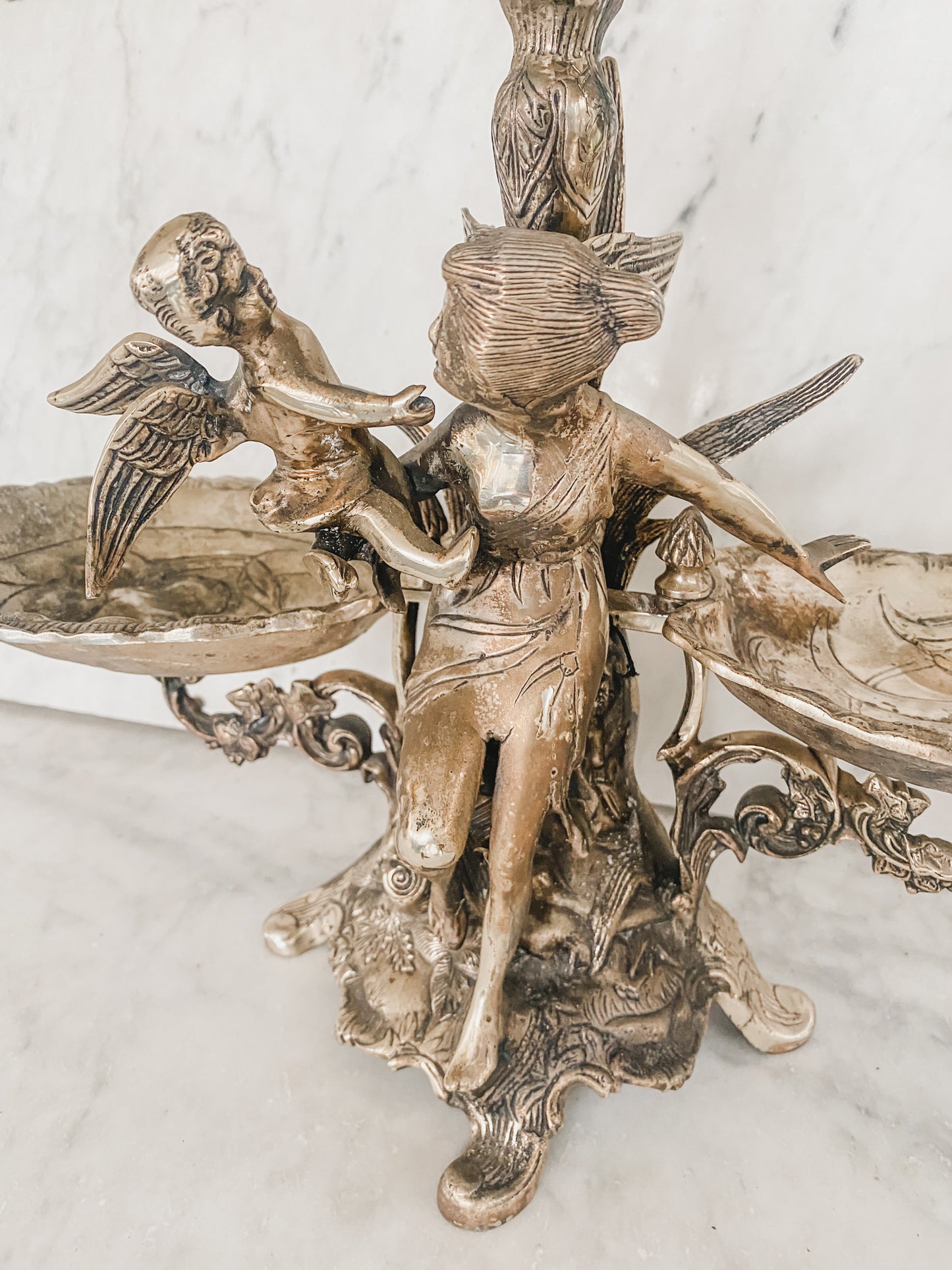 Exceptional Victorian Epergne With Fairy & Baby Figure