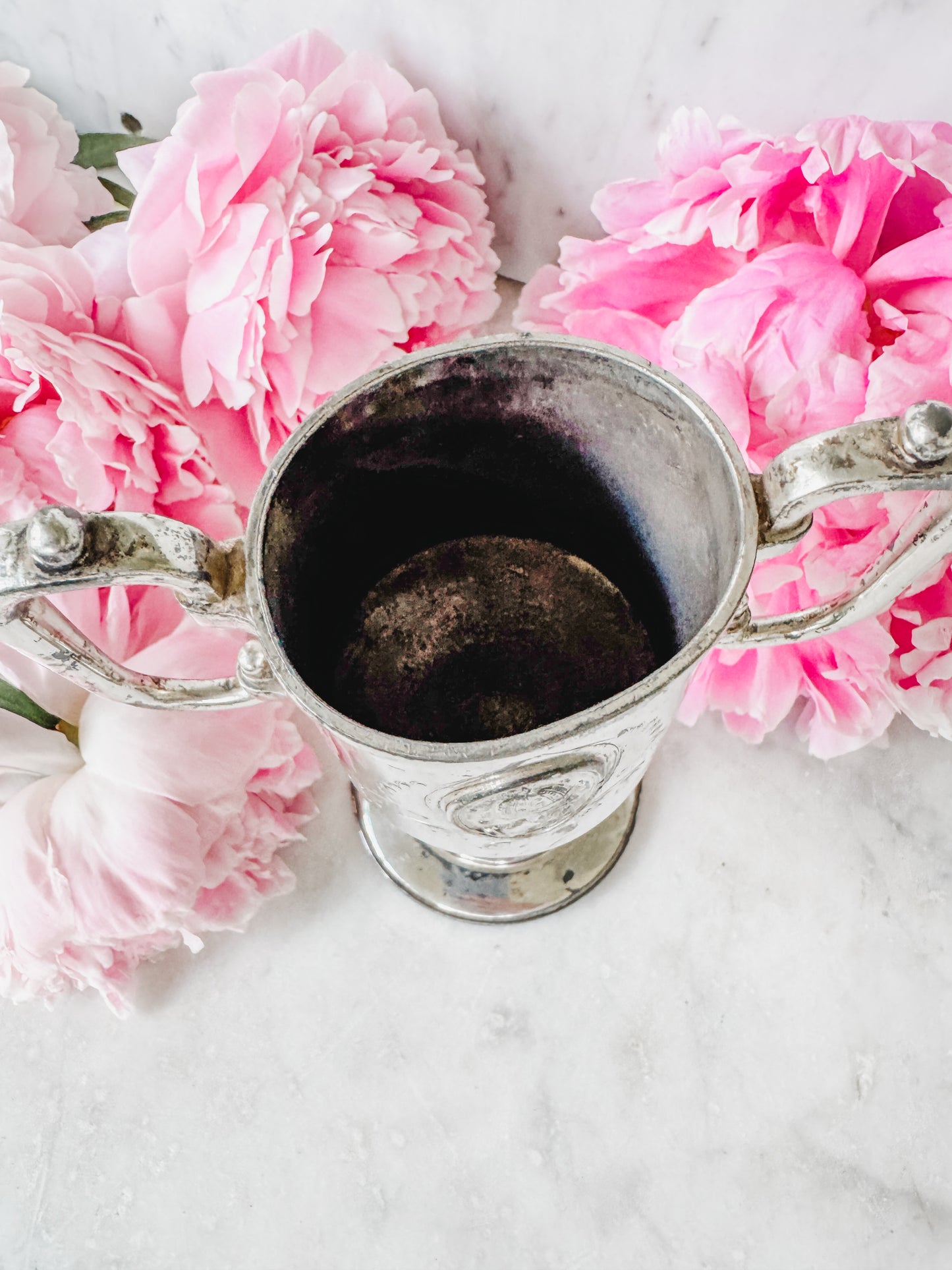 Antique Silverplate Loving Cup with Cameo Medallion