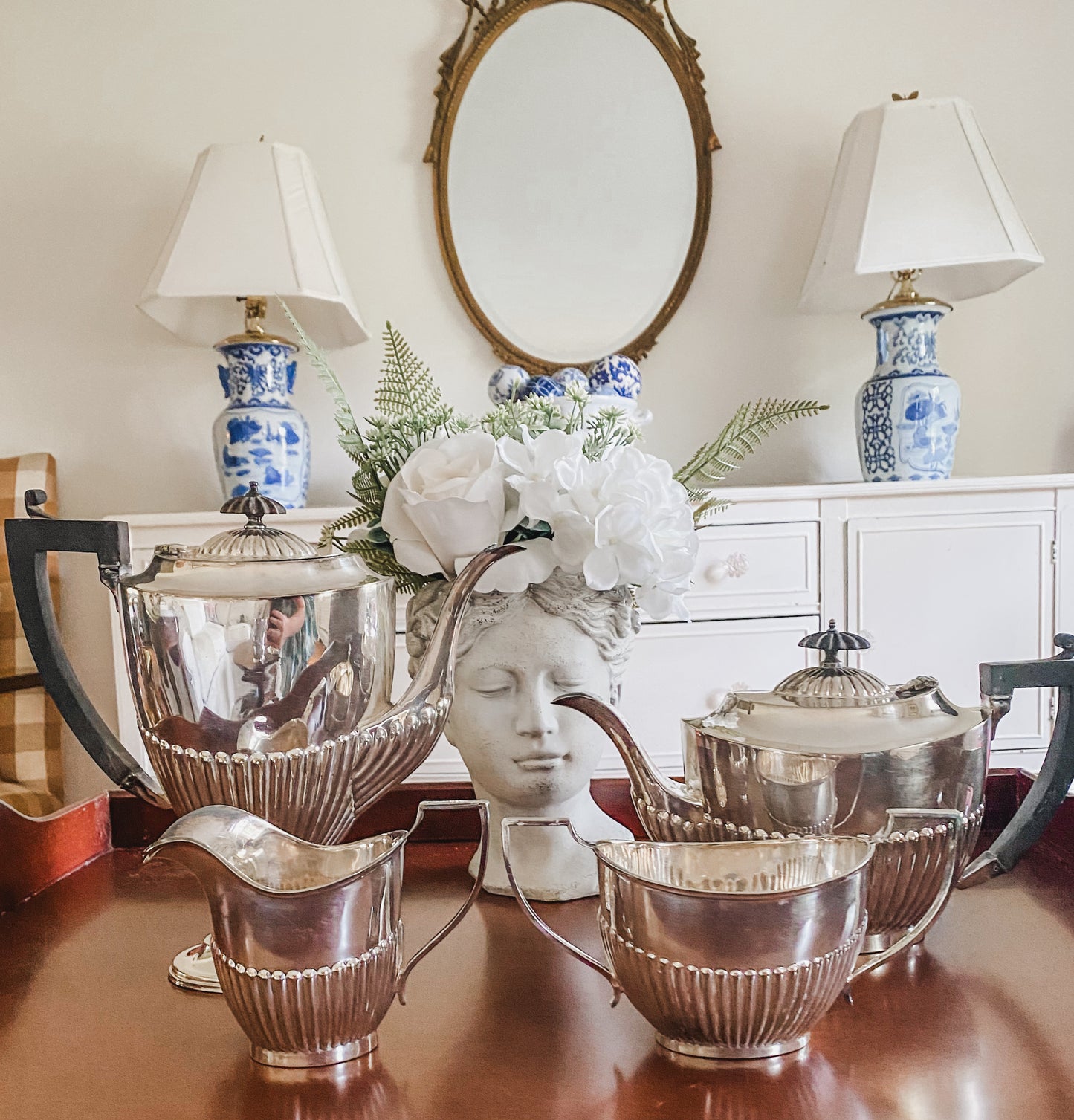 Georgian Style Four-Piece Vintage Tea Set