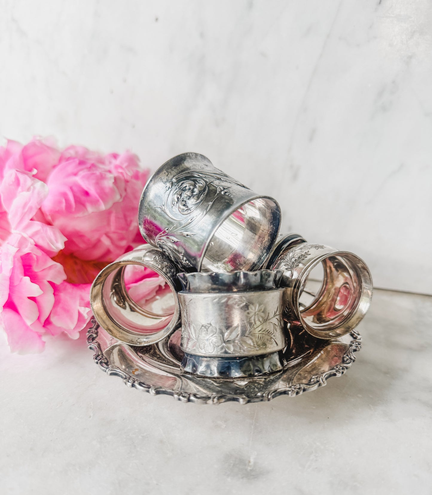 Collection of 5 Antique Napkin Rings