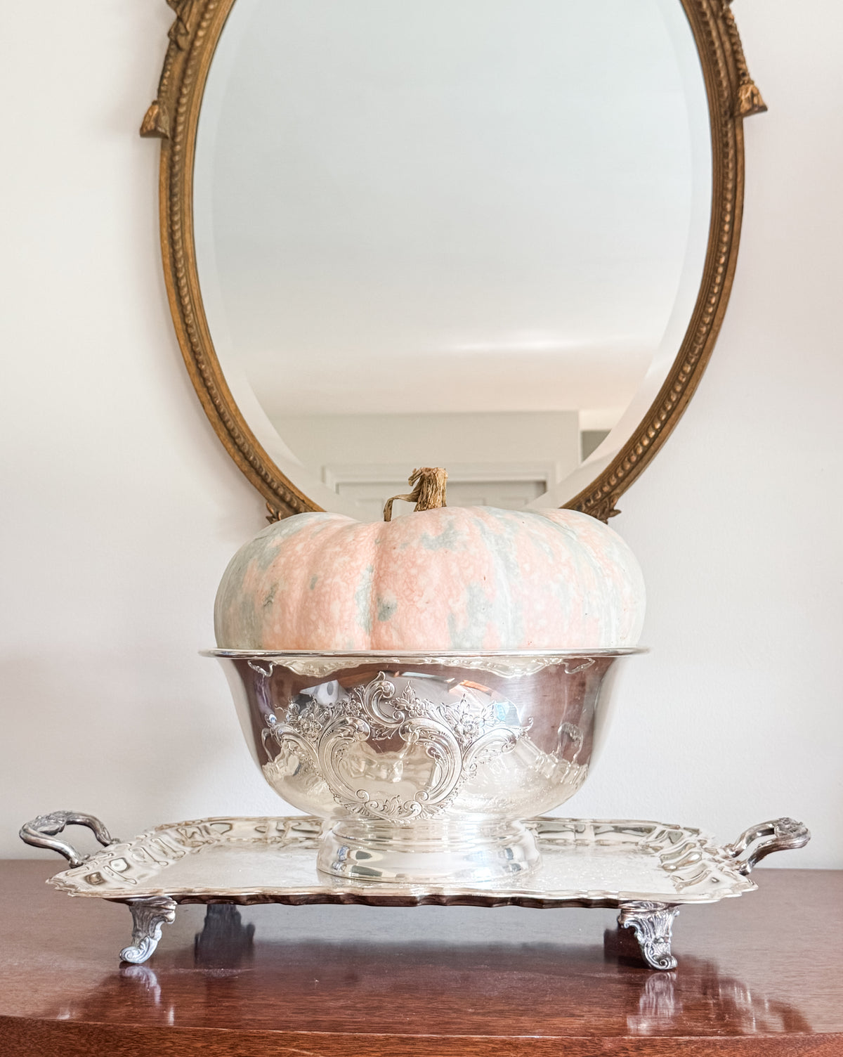 Huge Hand Chased Repousse Centerpiece Bowl