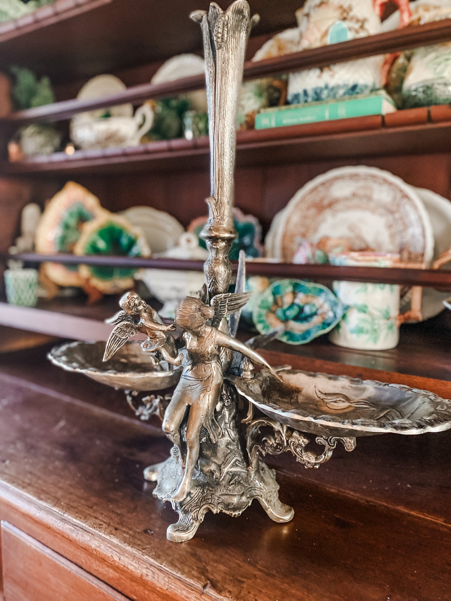 Exceptional Victorian Epergne With Fairy & Baby Figure
