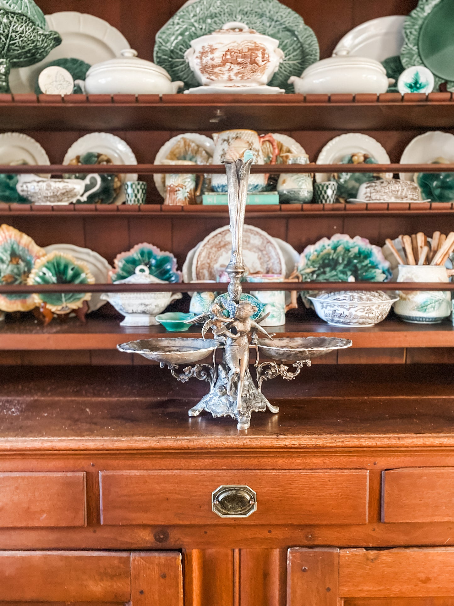 Exceptional Victorian Epergne With Fairy & Baby Figure