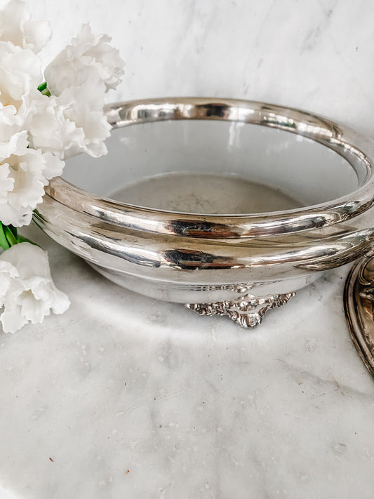 Antique Silver City Silverplate Co. Quadruple Plate Covered Dish with Liner (Meriden, CT)