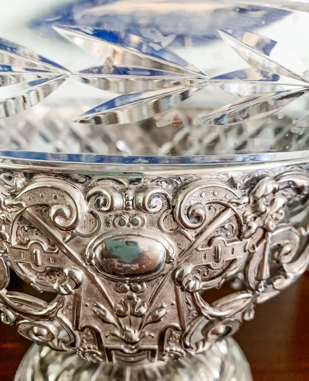 Antique WMF German Silverplate & Cut Crystal Centerpiece Bowl