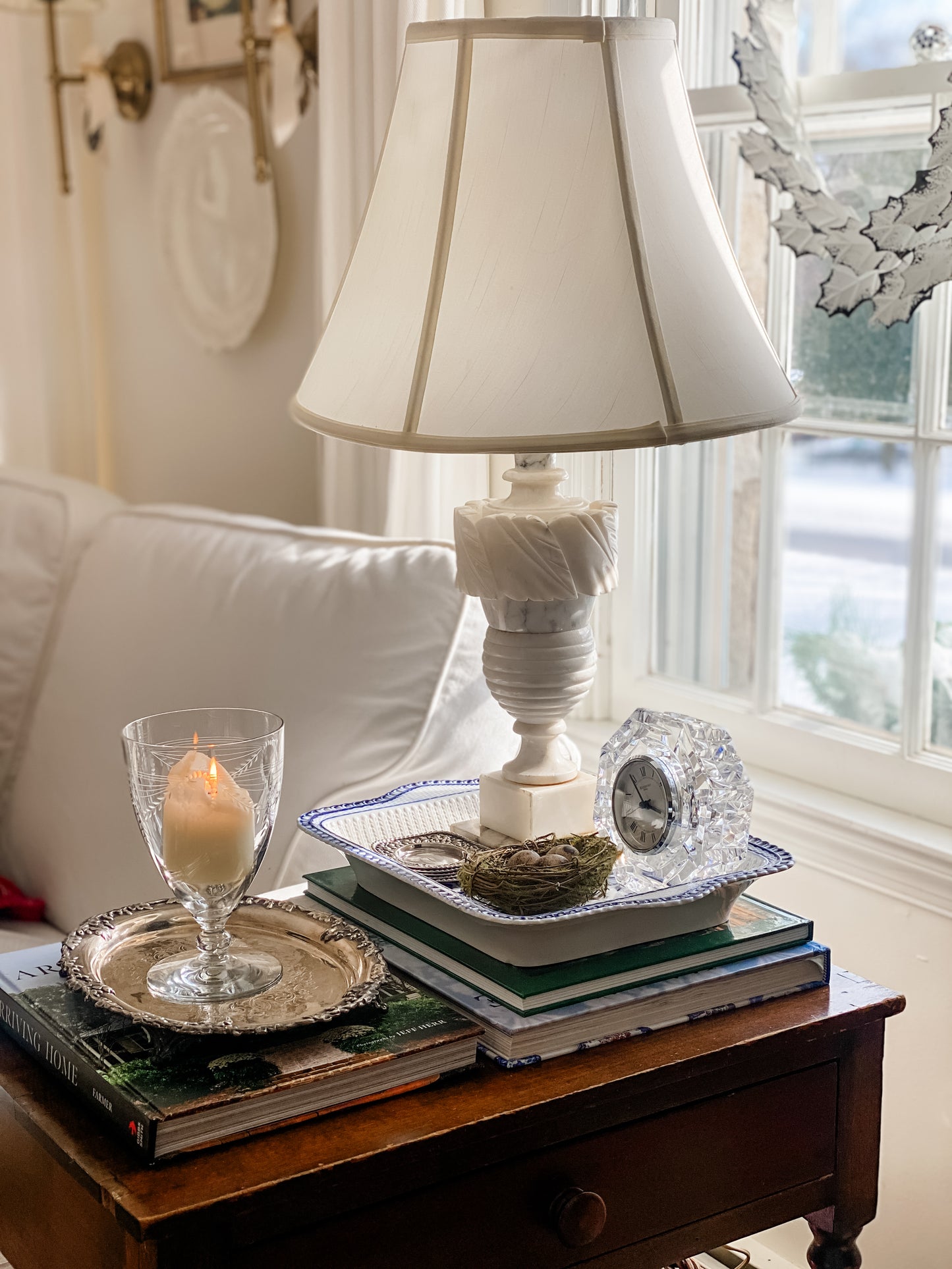 Vintage Carved Marble Lamp (A.)