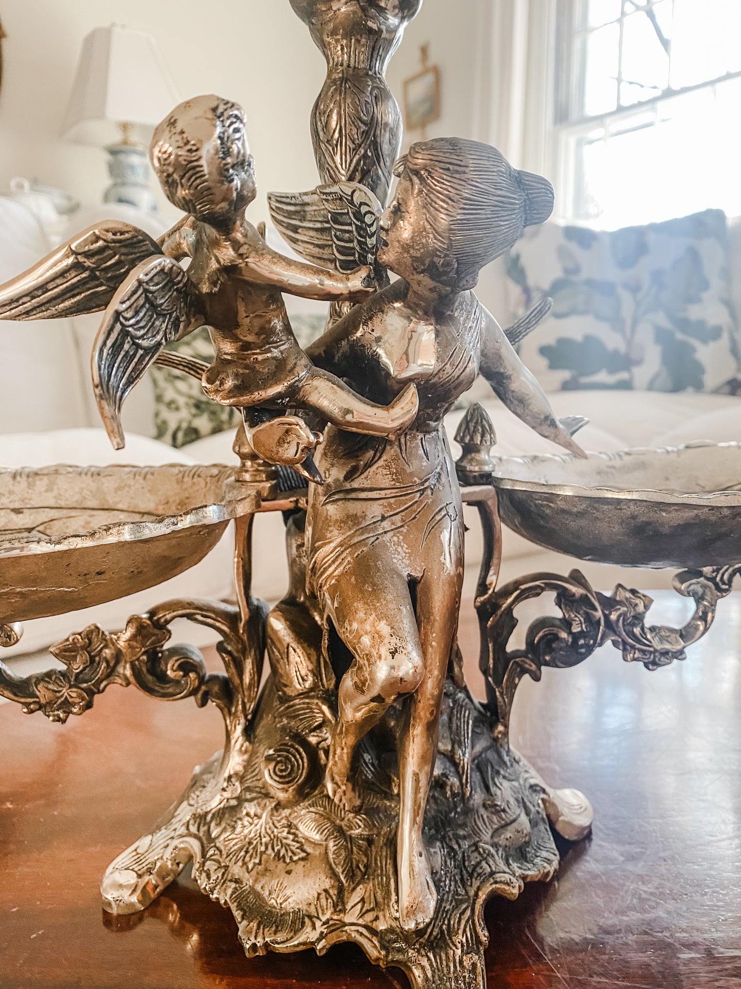 Exceptional Victorian Epergne With Fairy & Baby Figure