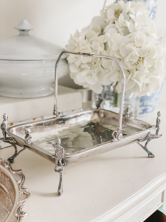 Antique Victorian Figural Silverplate Basket – Dated March 30, 1869