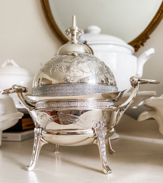 Antique Meriden Britannia Silverplate Butter Dome Centerpiece