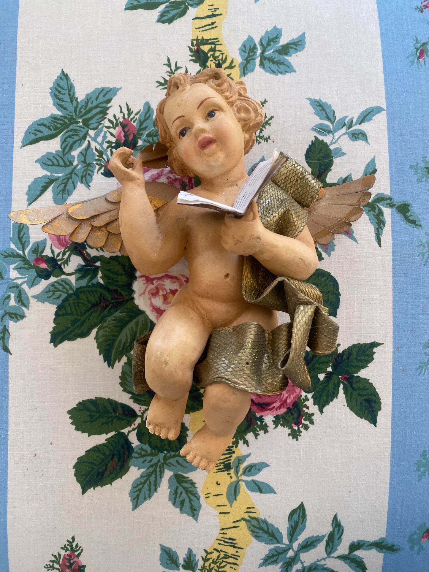 Vintage Putto with Book and Quill