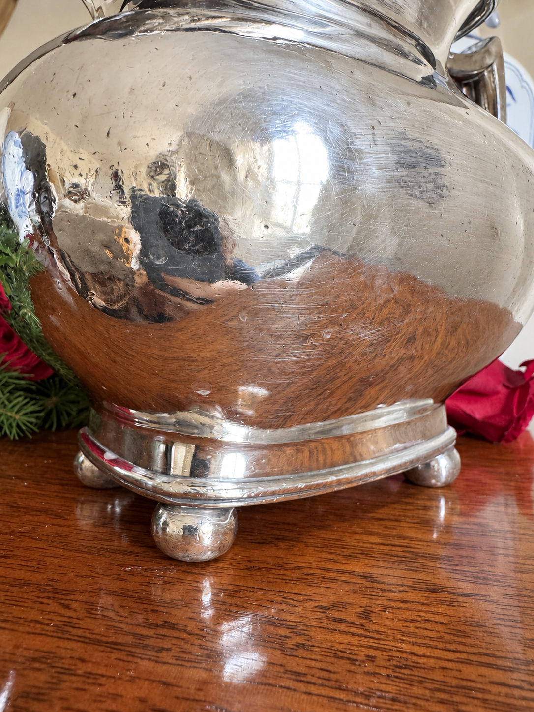 Antique Silver on Copper Footed Pitcher by Lawrence B. Smith Co.