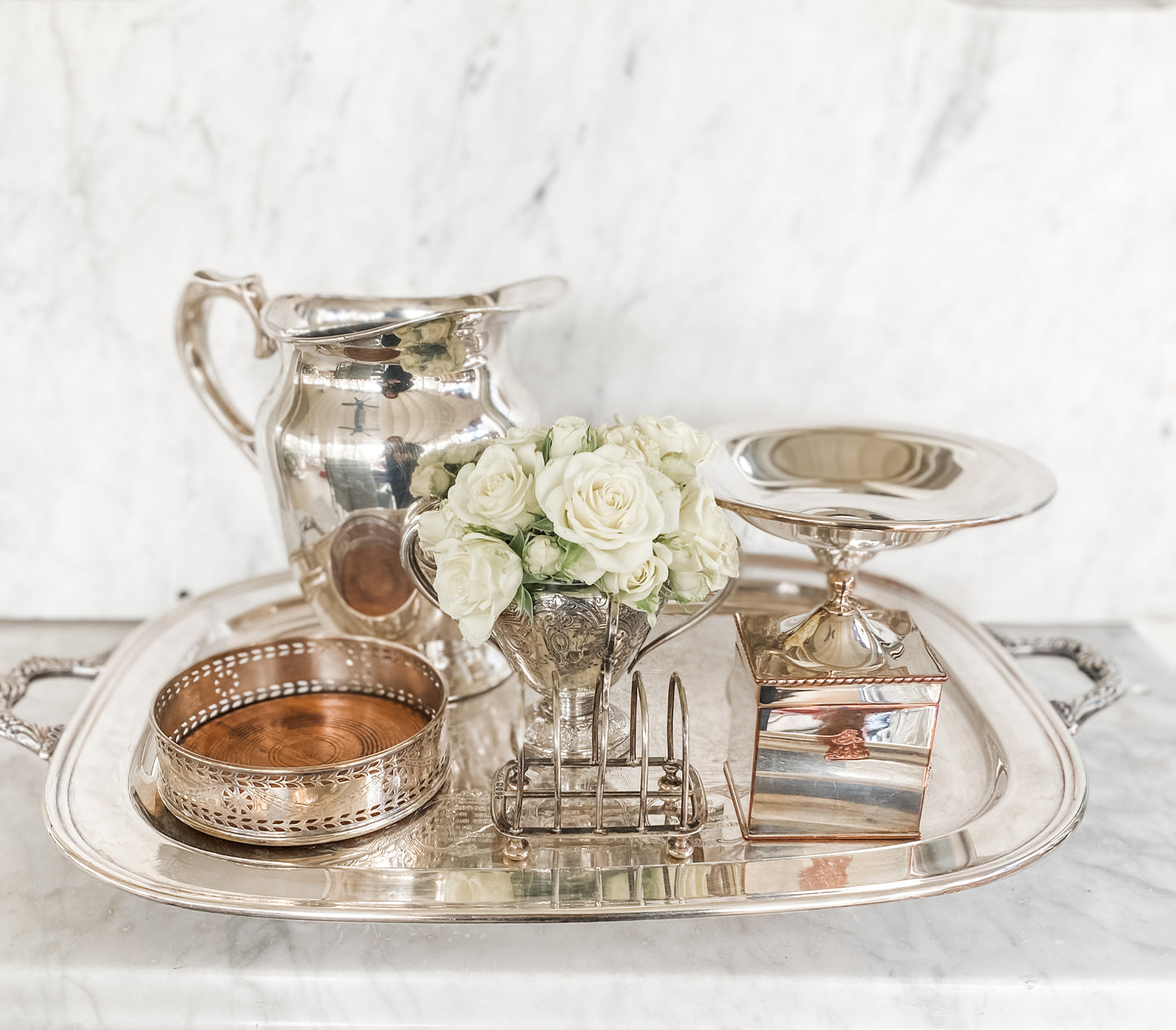 Kirk-Stieff Silverplate Bottle Coaster with Punched Rim and Wooden Insert