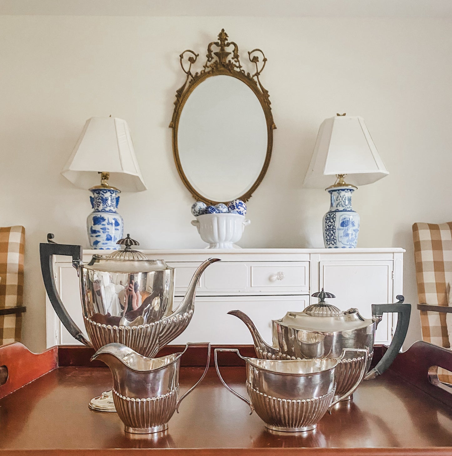Georgian Style Four-Piece Vintage Tea Set