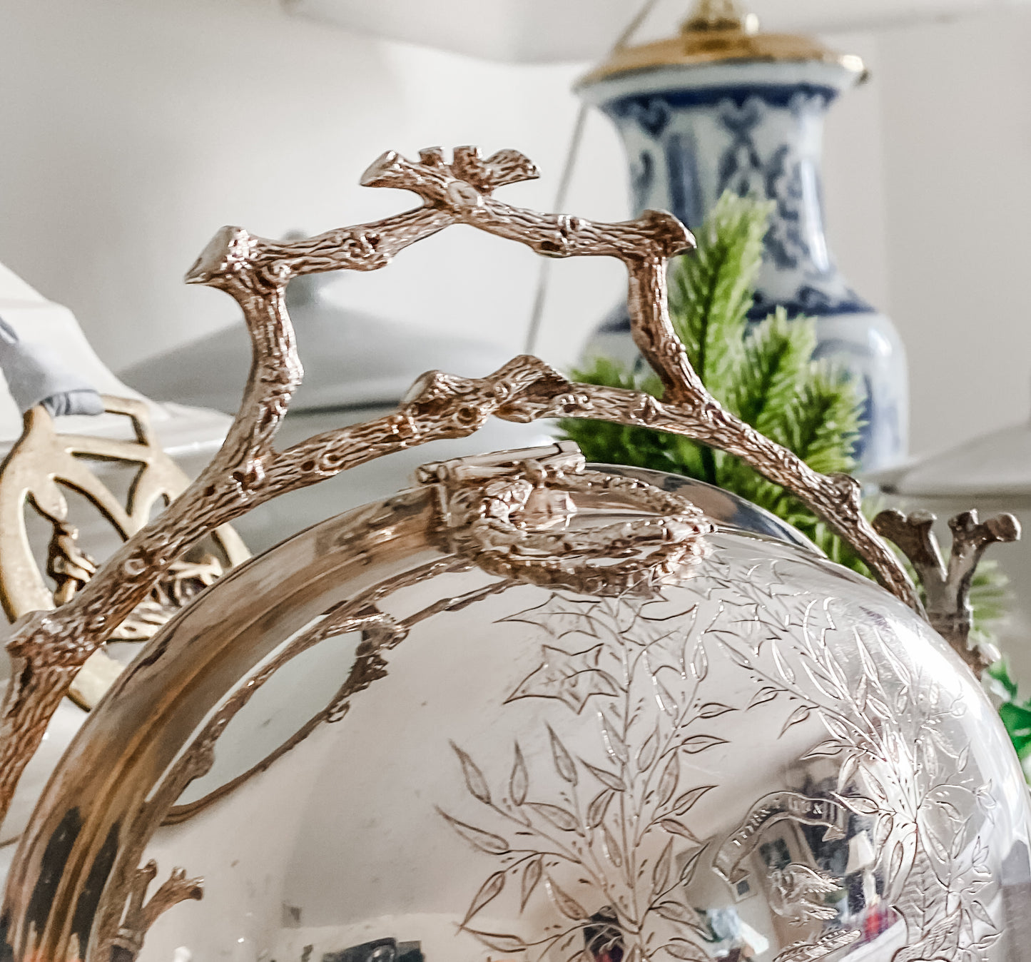 1800's Mappin Brothers Butterfly Ivy Etched Biscuit Warmer, Staniforth’s Patent