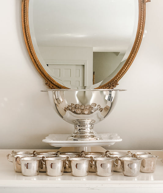 Service for 17: Large Punch Bowl, Cups & Ladle