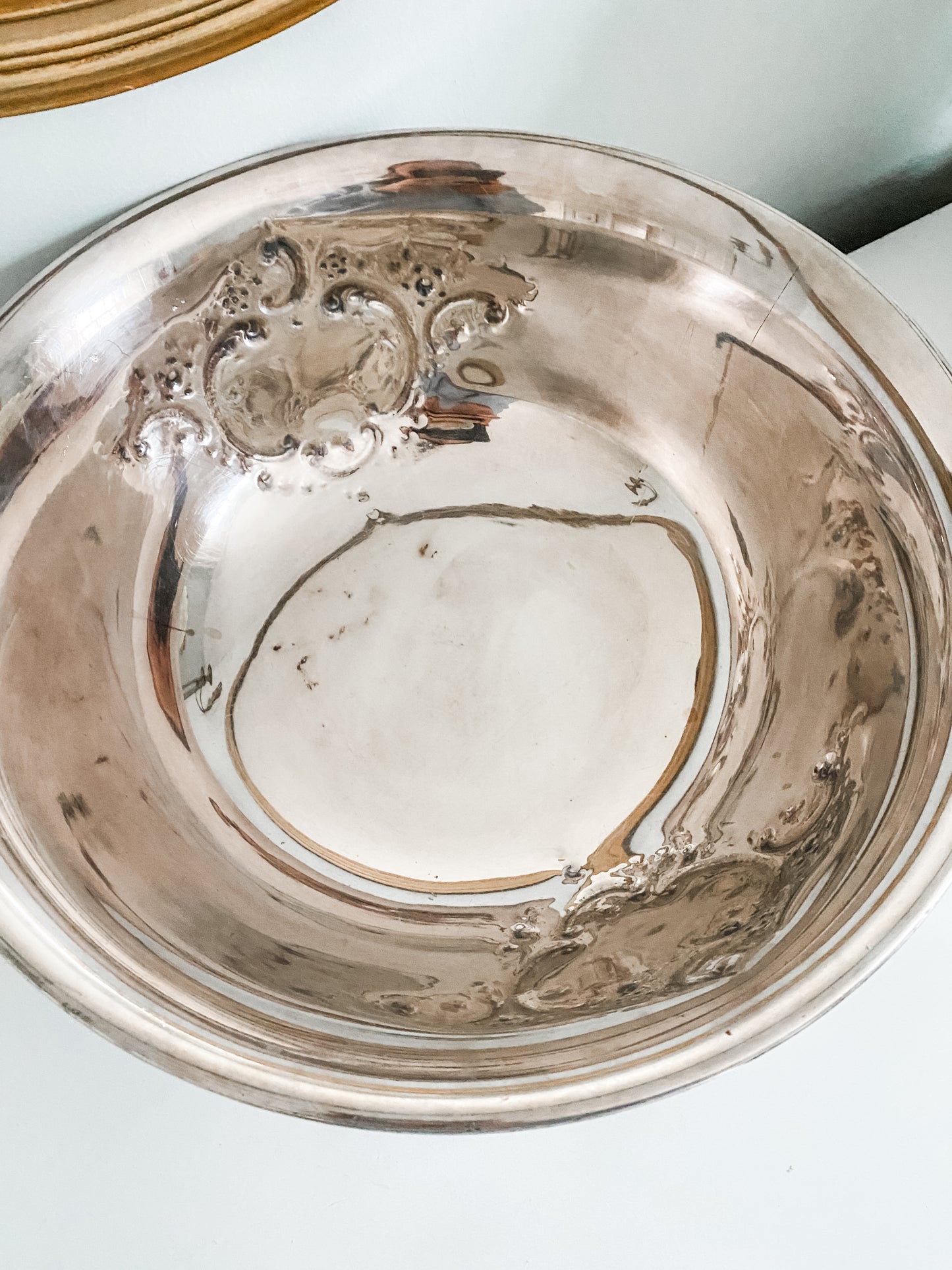Huge Hand Chased Repousse Centerpiece Bowl