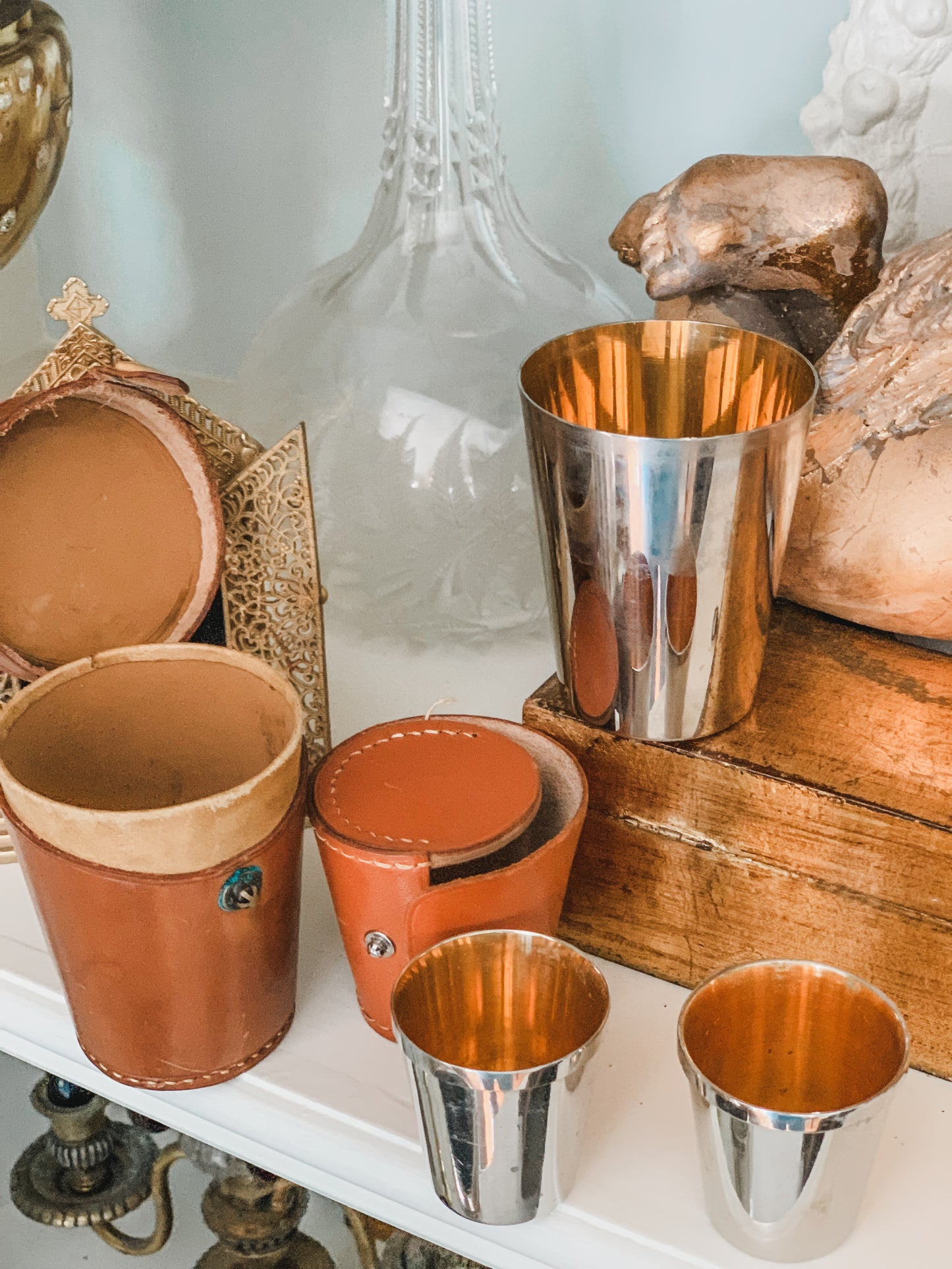 Travel Cup & Shot Glass Set in Leather Cases