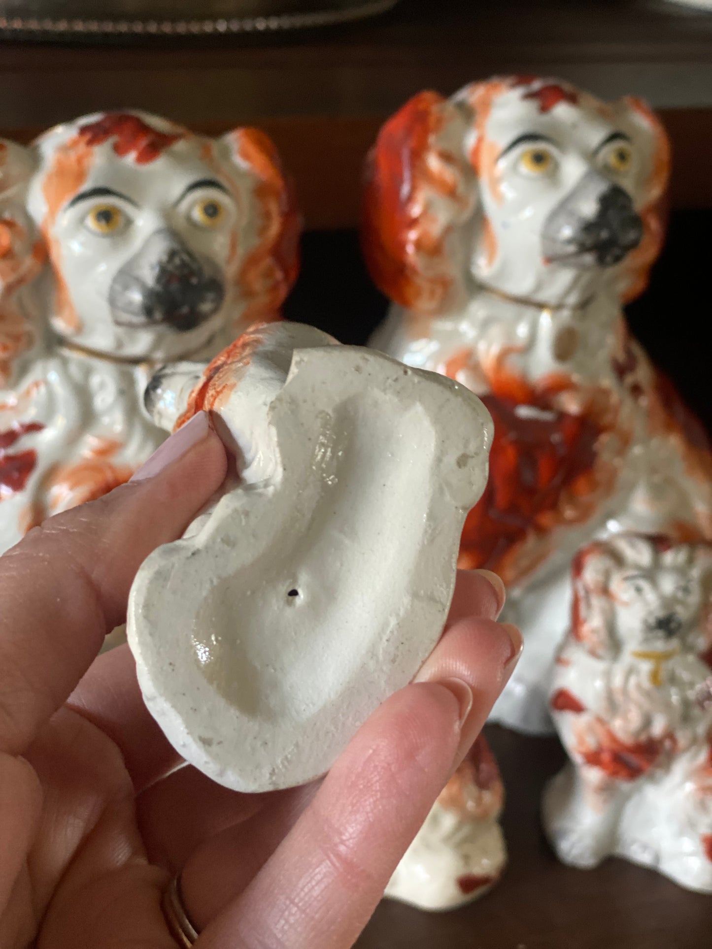 Antique Miniature Staffordshire Dogs – 3.75" Tall – Pair and Single Available