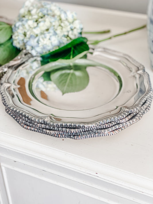 Fantastic Antique Silver on Copper Chargers.