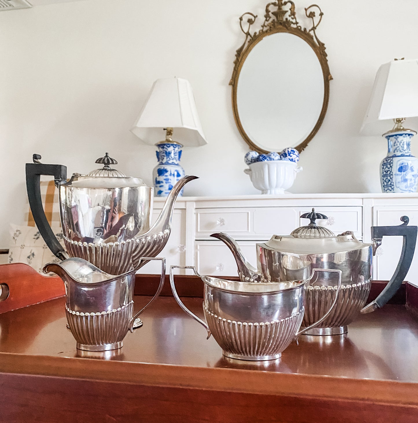 Georgian Style Four-Piece Vintage Tea Set