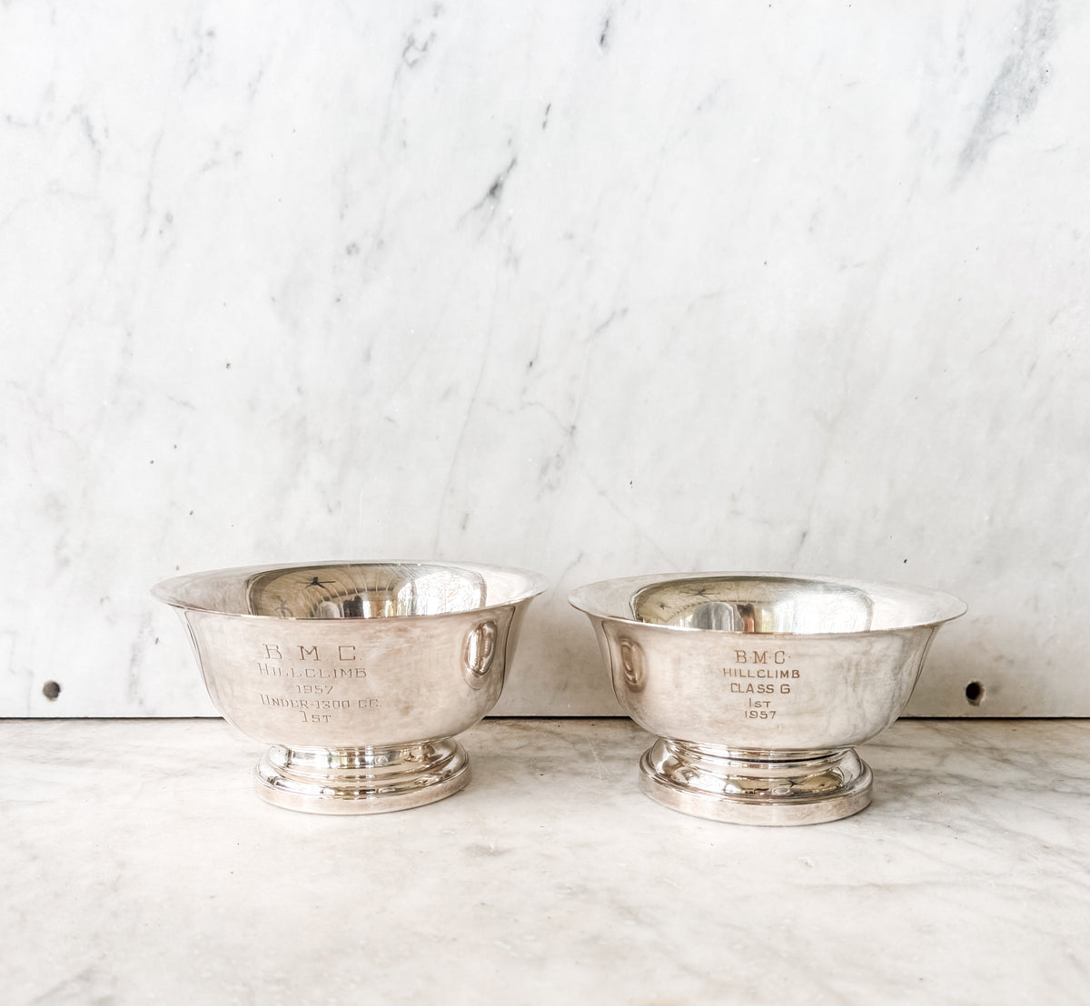 1950s Silverplate Motoring Trophy Bowls — A Pair