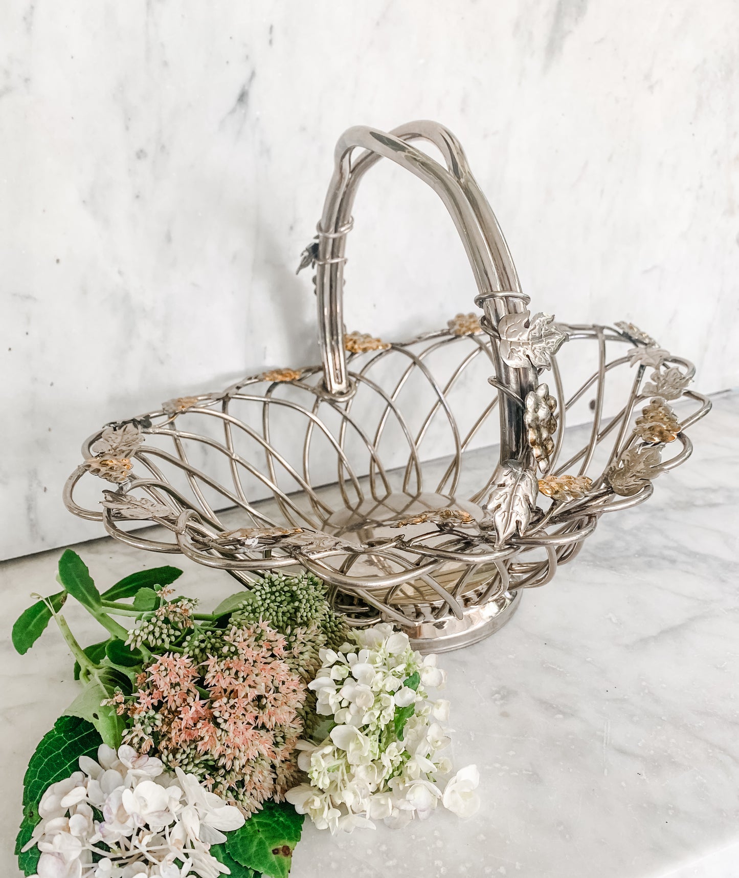 Vintage Basket with Grape Motif