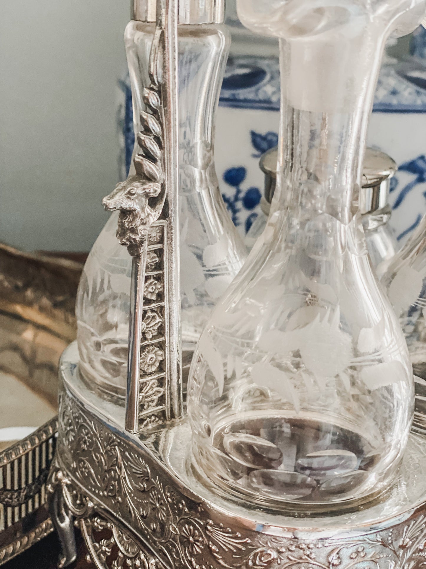 Antique Triple Plate Victorian Cruet Set