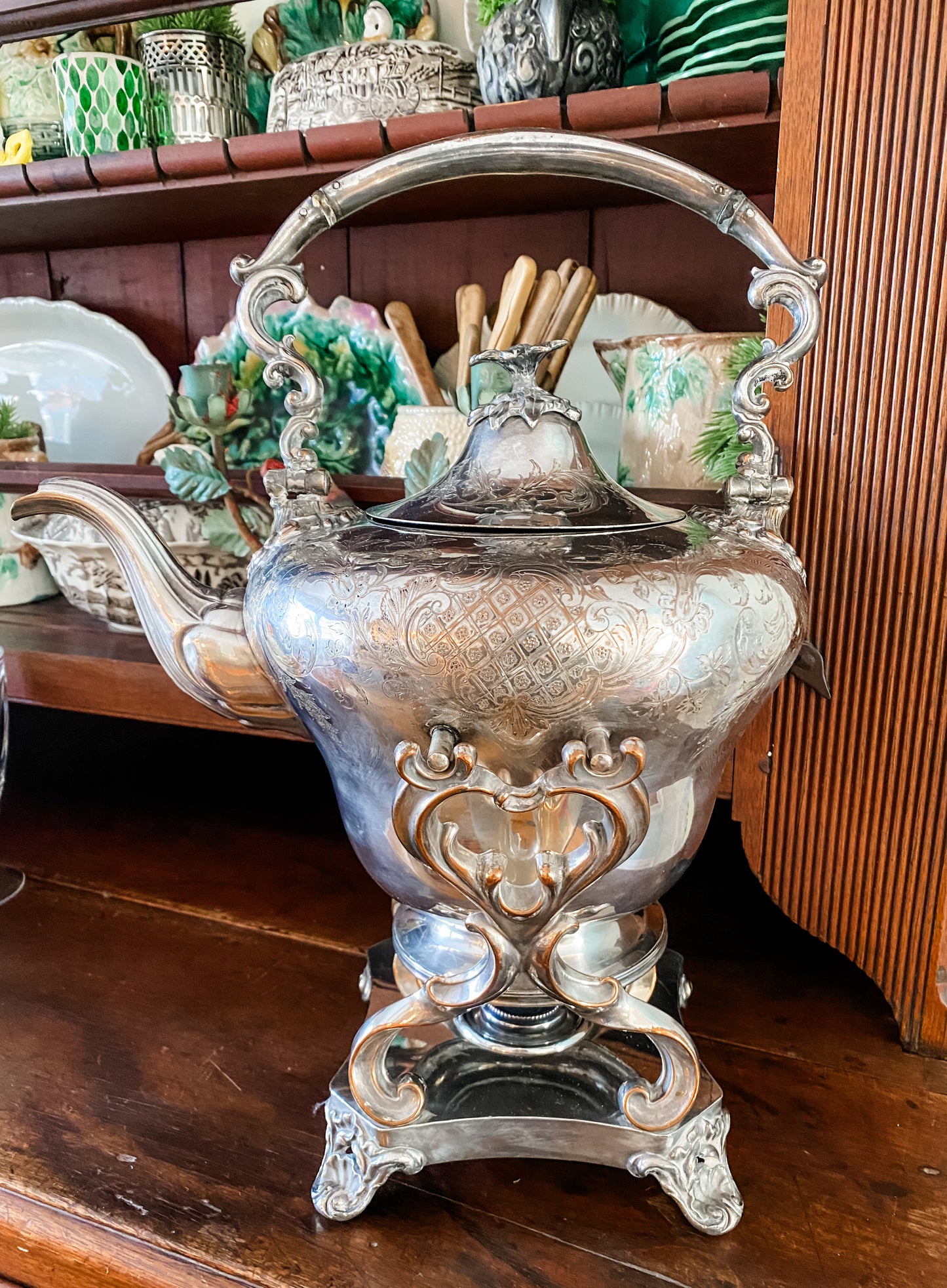 Beautiful Antique Teapot on Stand