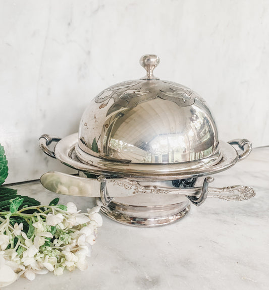 Antique Victorian Butterfly Domed Butter Dish
