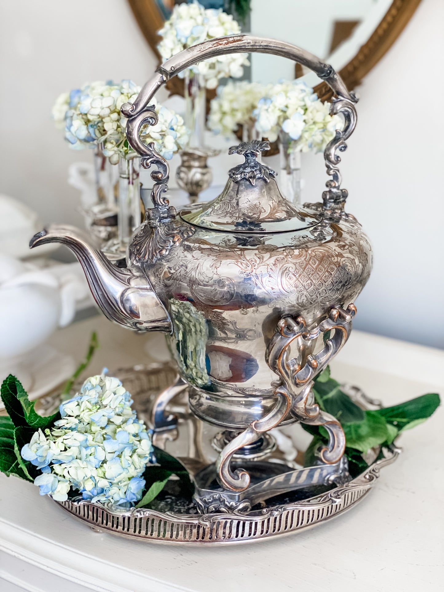 Beautiful Antique Teapot on Stand