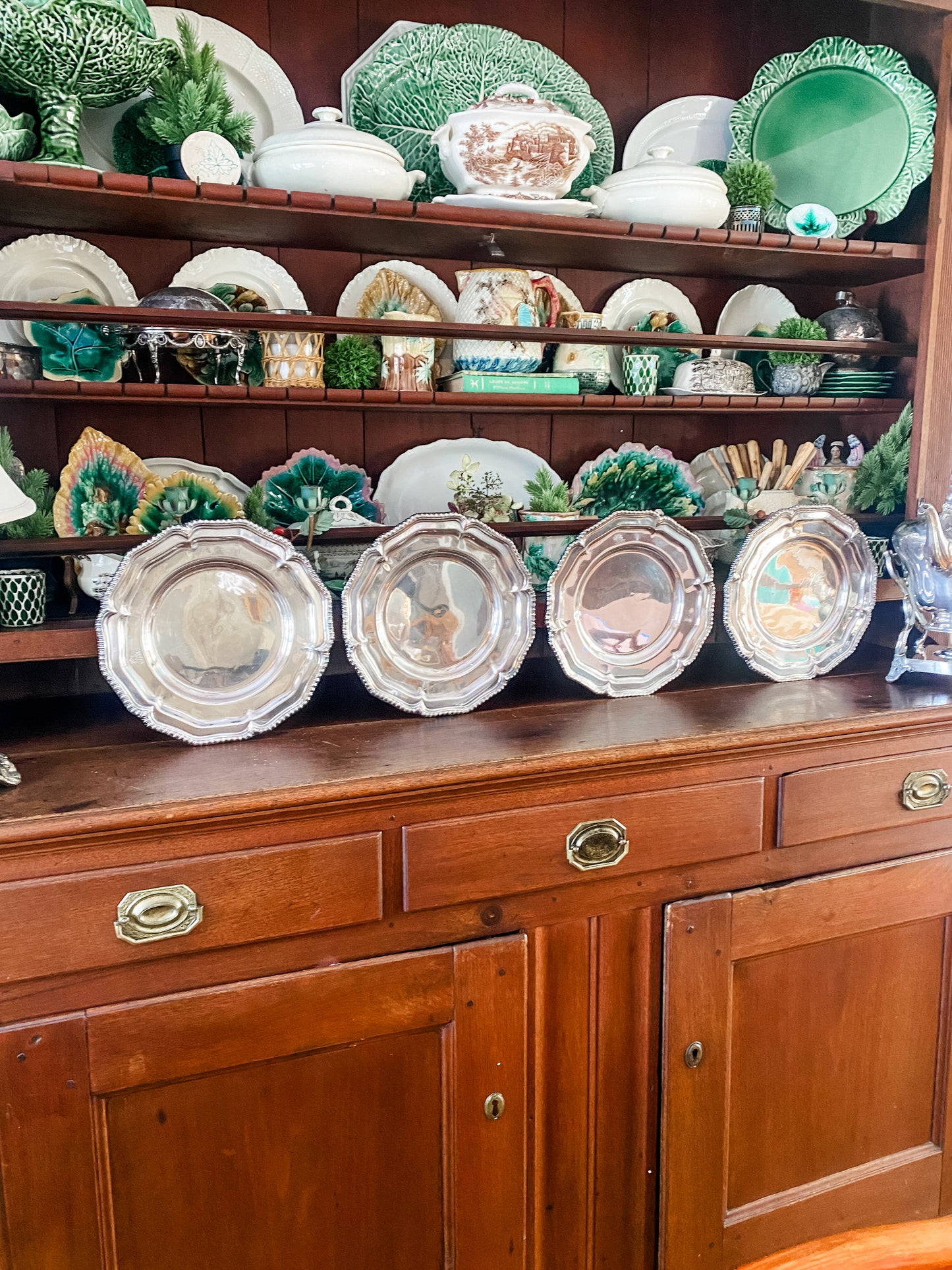 Fantastic Antique Silver on Copper Chargers.