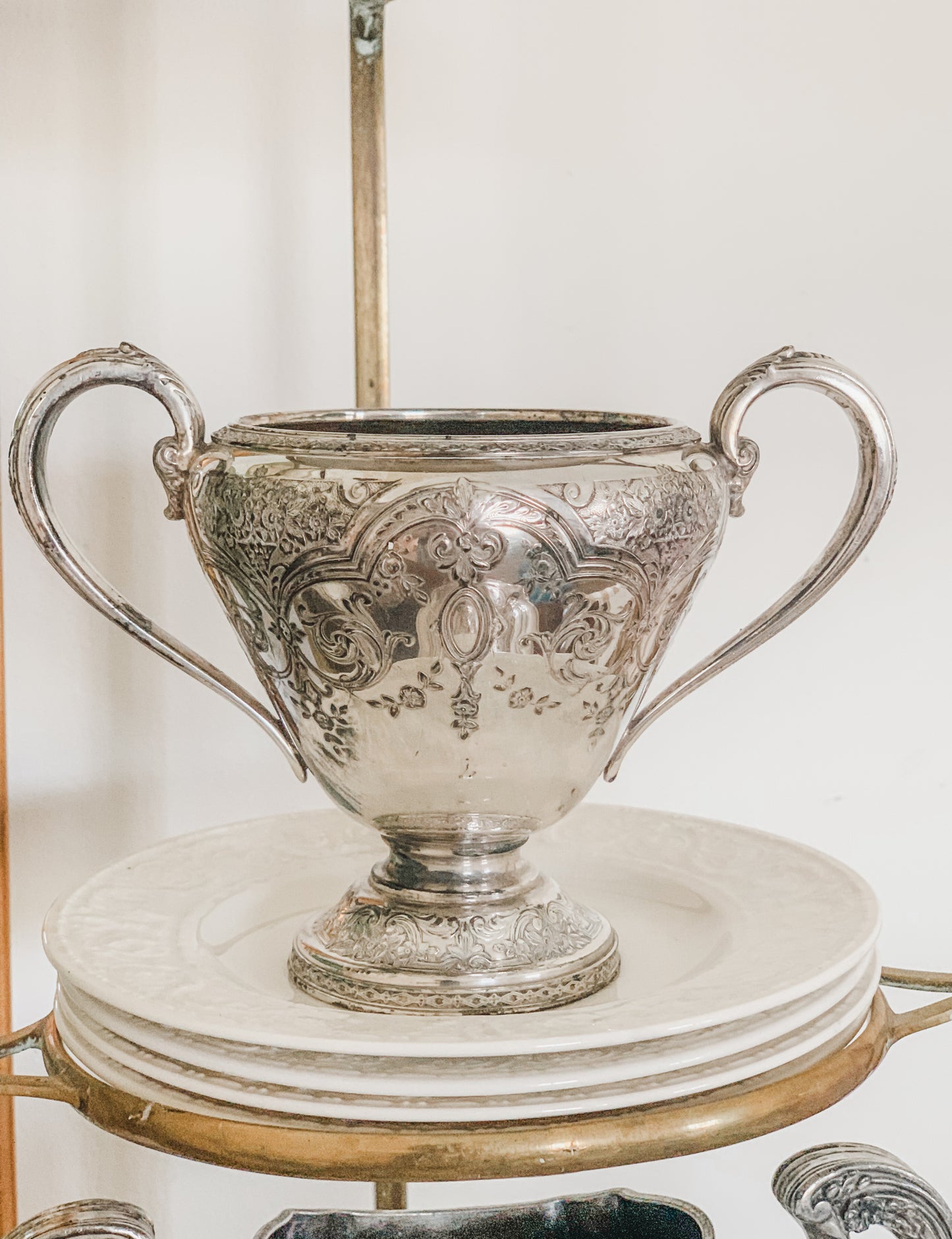 Antique Etched Sugar Bowl Vase