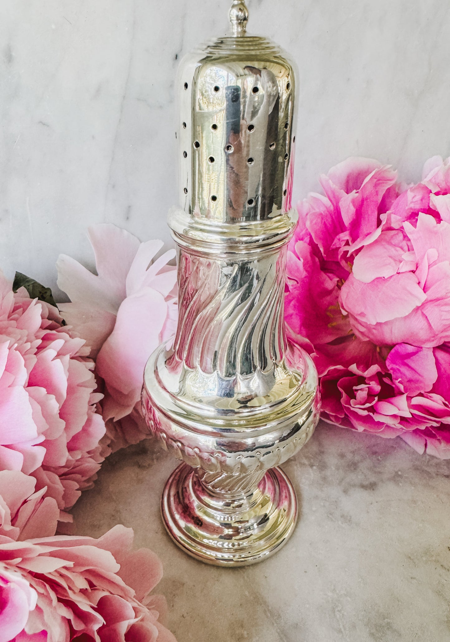 Wonderful Antique English Swirled form Muffineer