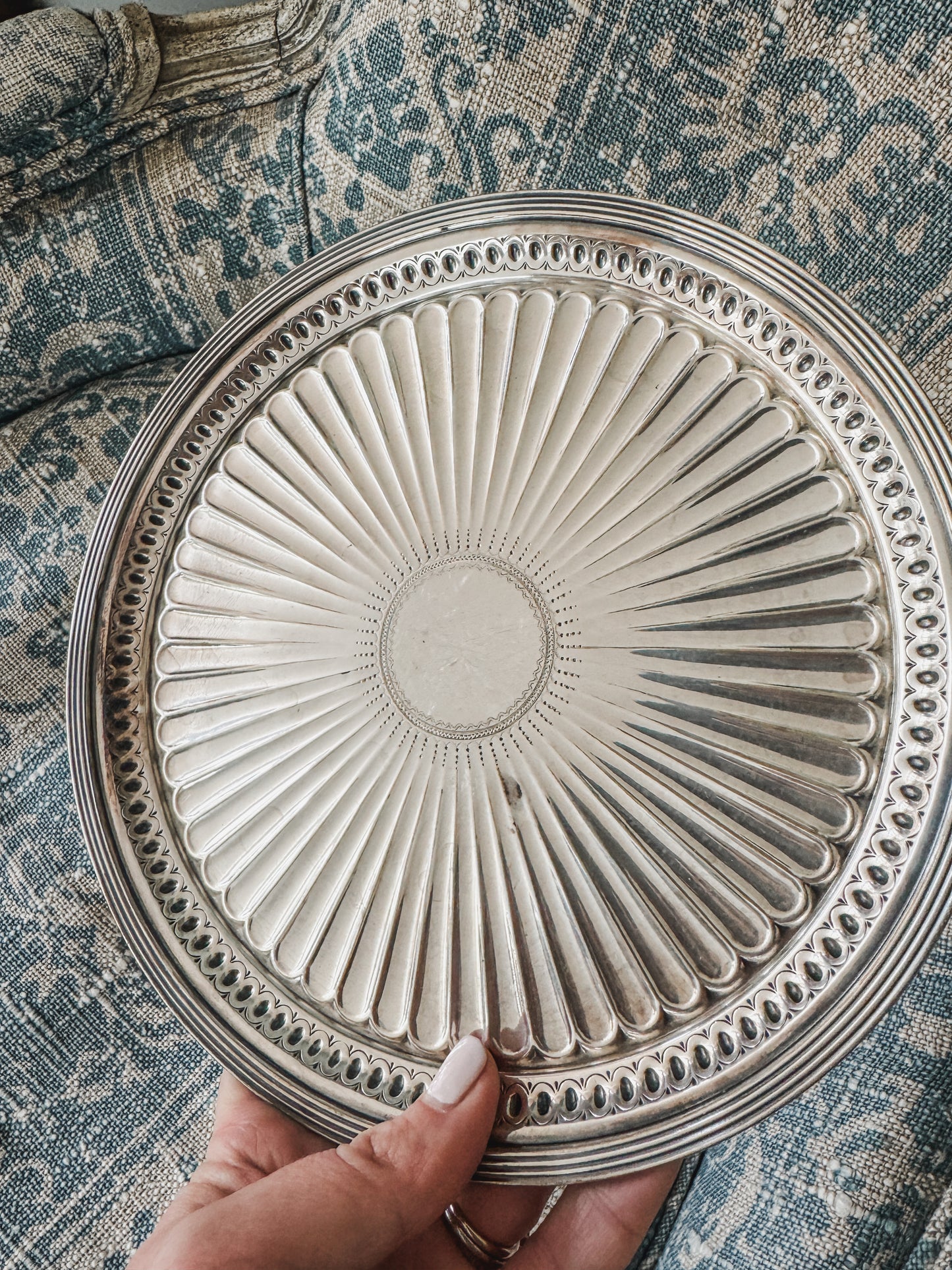 Round Victorian Silver Plated Salver or Tray