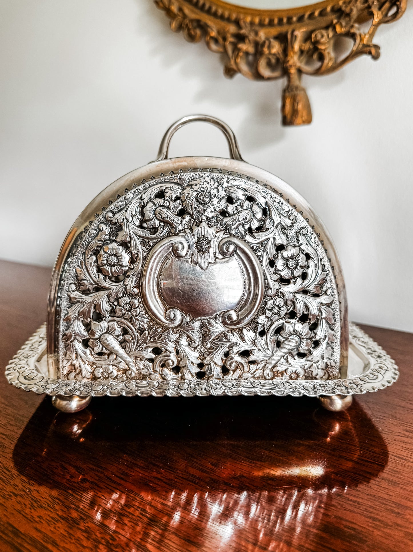 Exceptional Victorian Silver-Plated Cheese Dish, England, Circa 1890