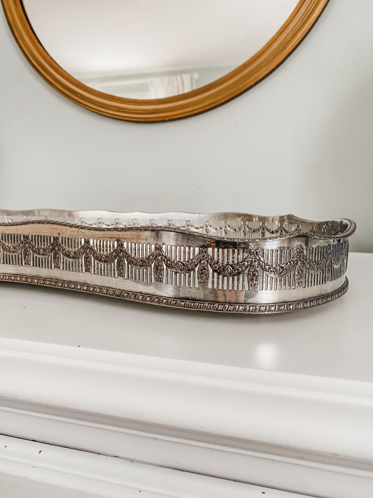 Hand-Chased Kidney Shaped Gallery Tray