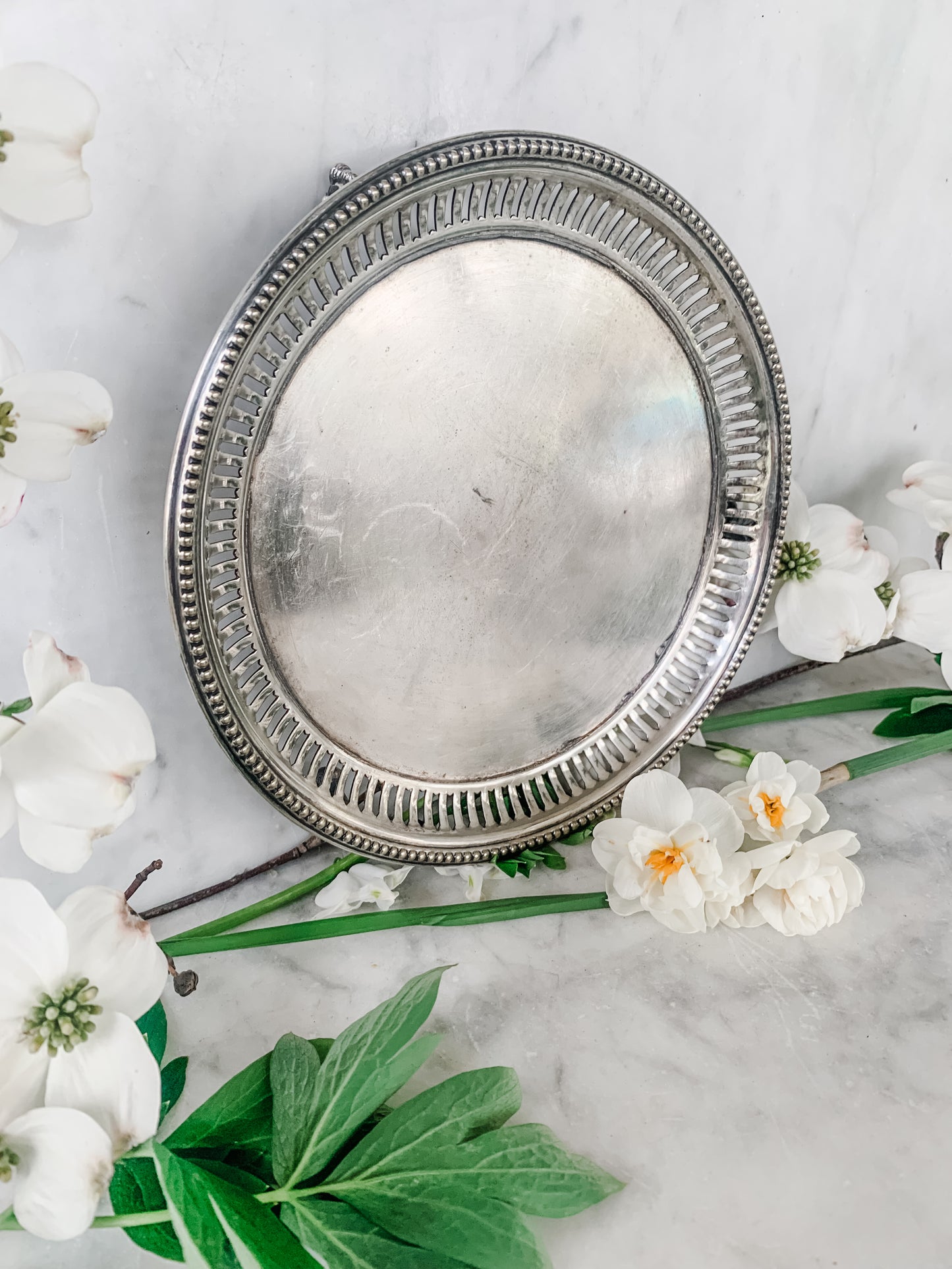 Antique L&W.S Footed Dish with Pierced Rim