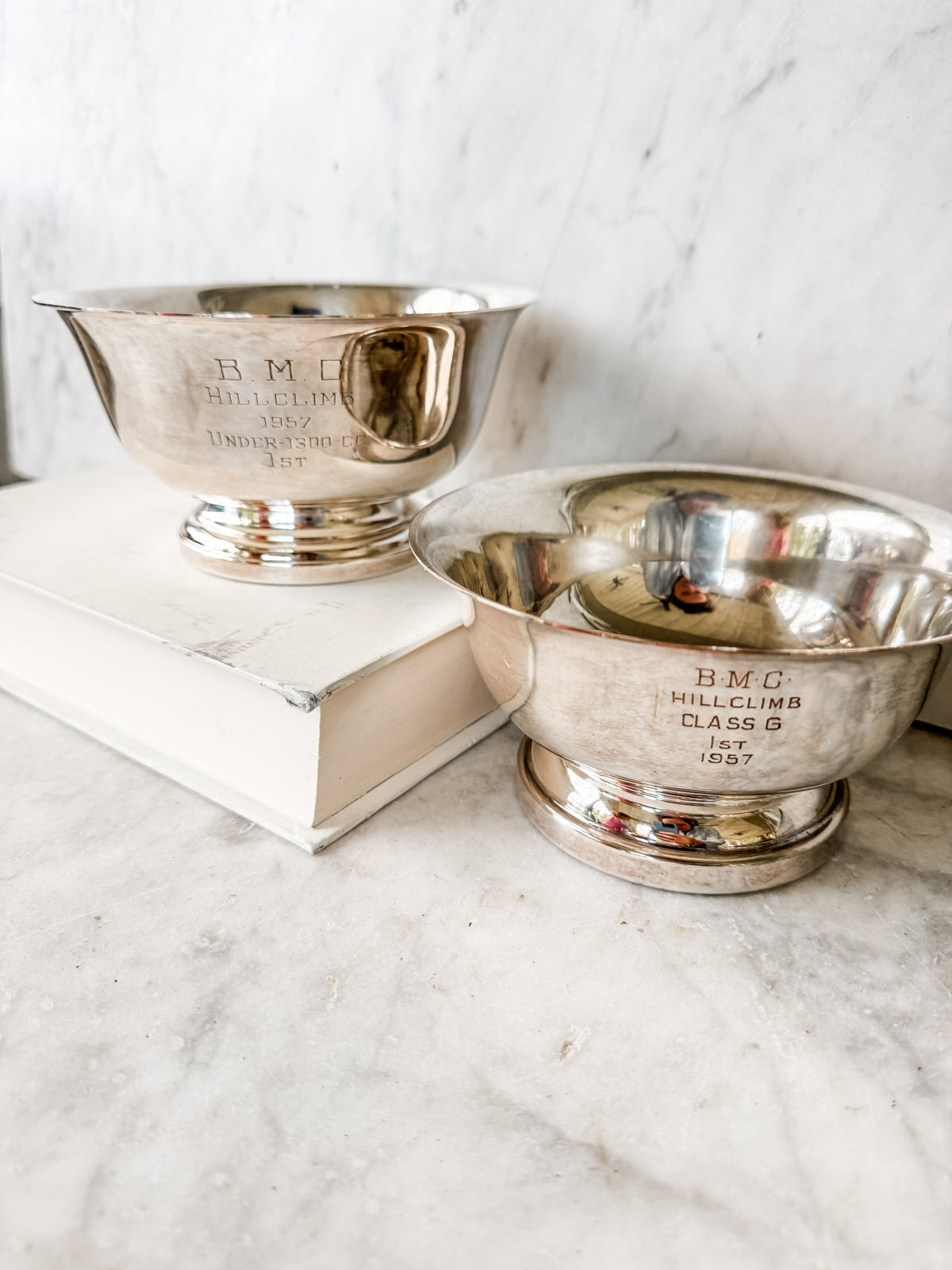 1950s Silverplate Motoring Trophy Bowls — A Pair