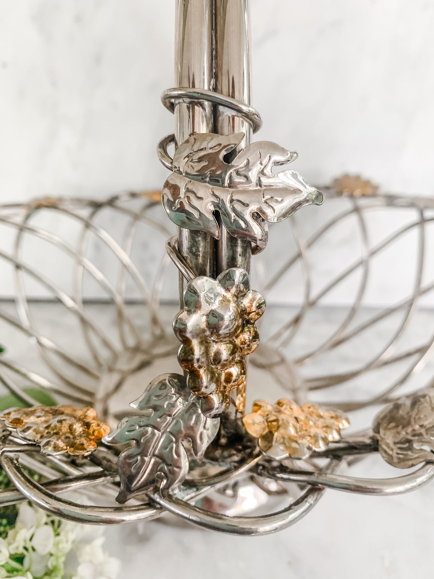 Vintage Basket with Grape Motif