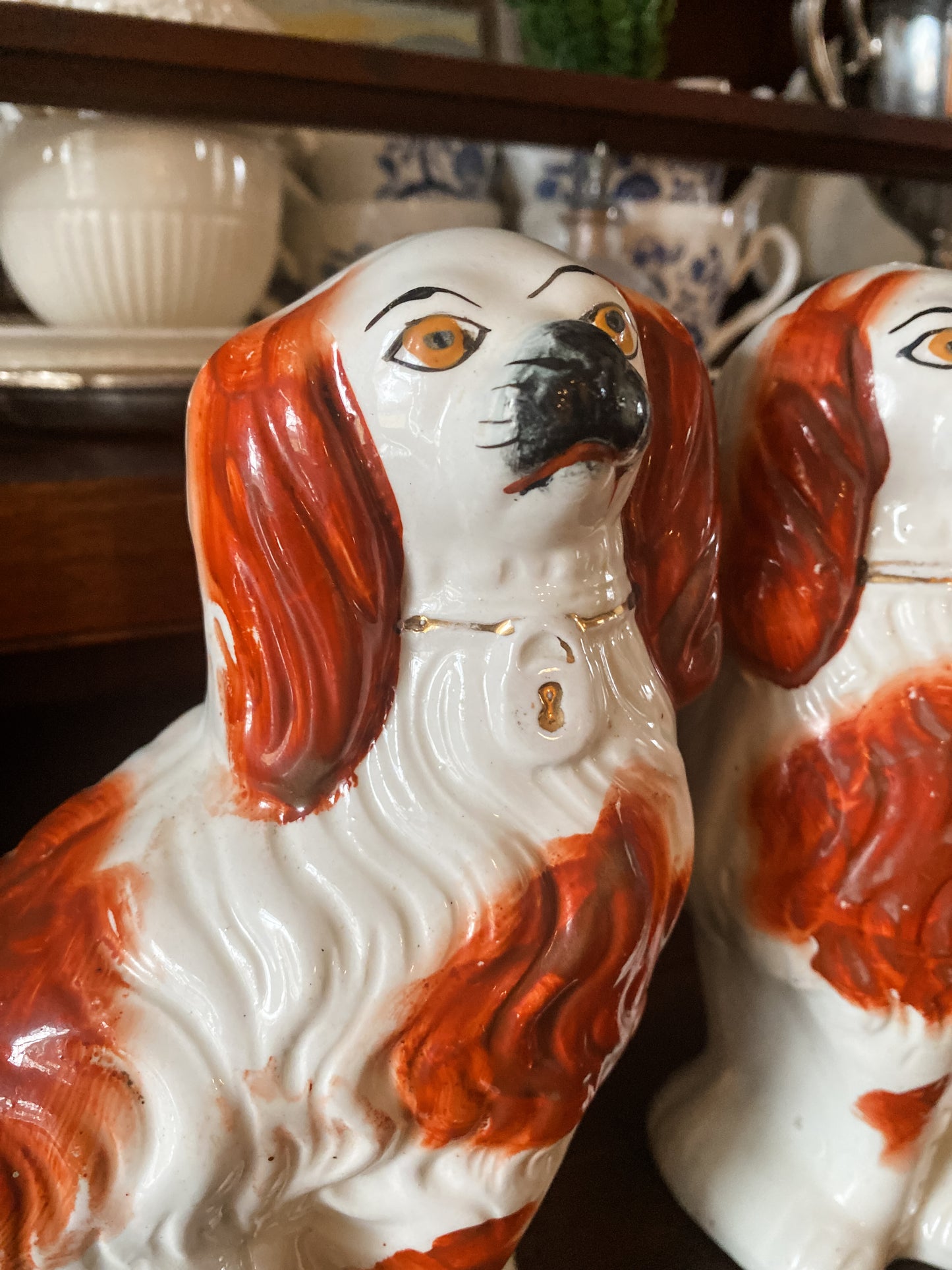 Pair of Antique Staffordshire Spaniels