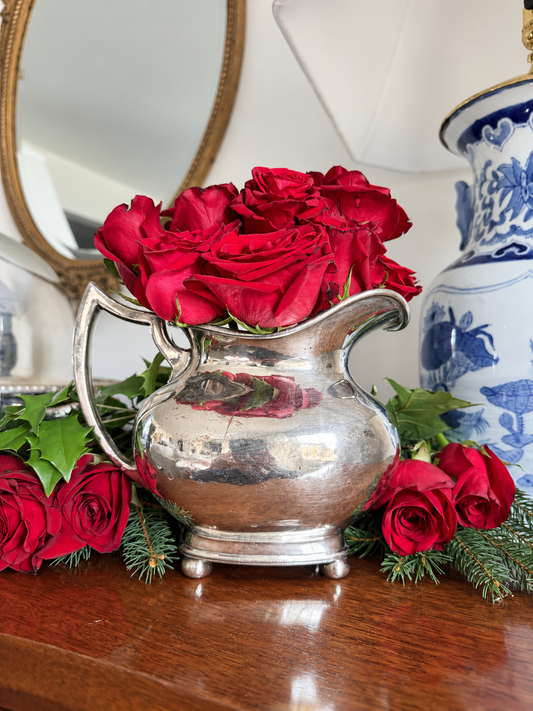 Antique Silver on Copper Footed Pitcher by Lawrence B. Smith Co.