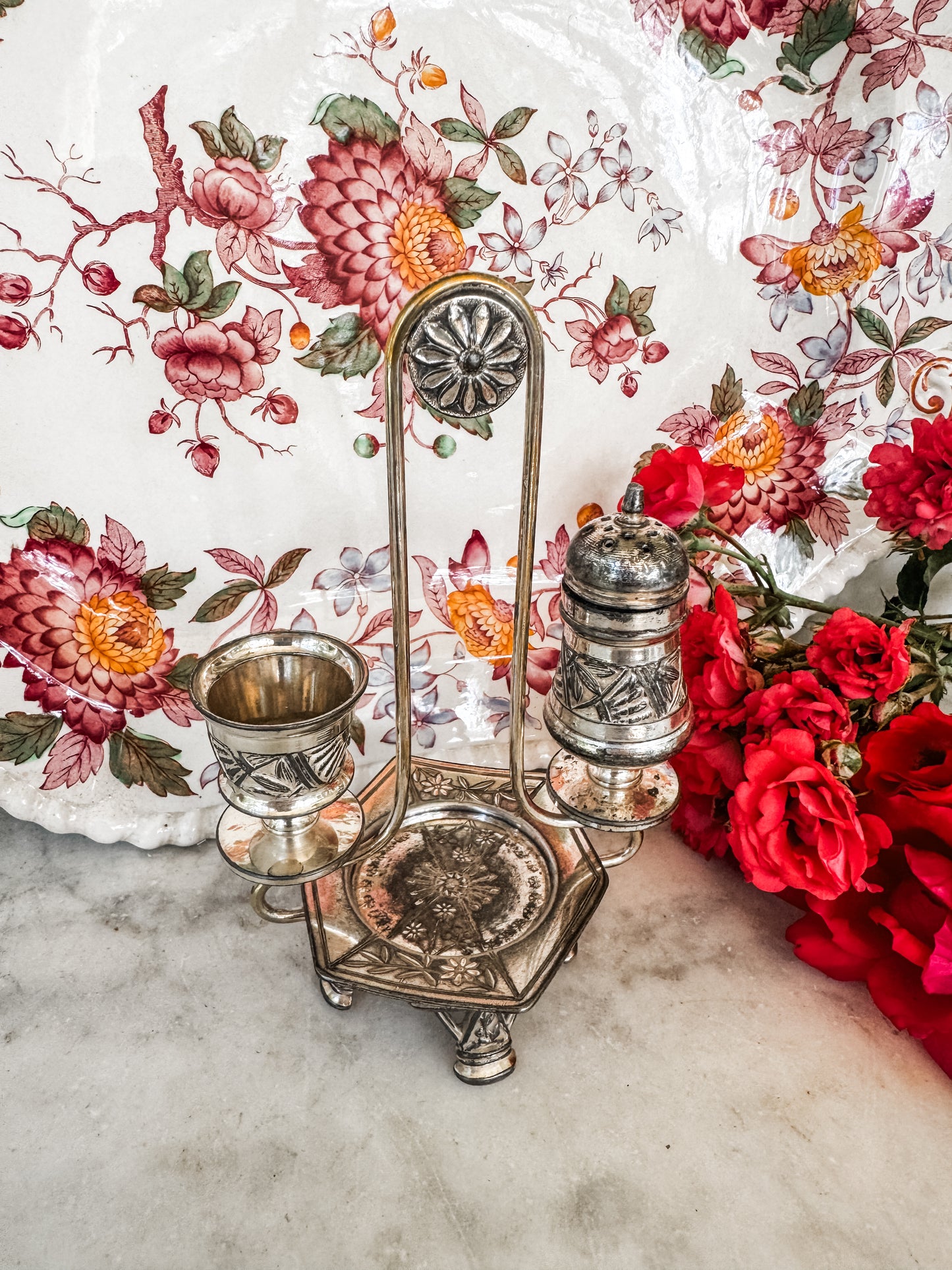 Antique Salt & Pepper Set with Cellar | c. 1885–1915