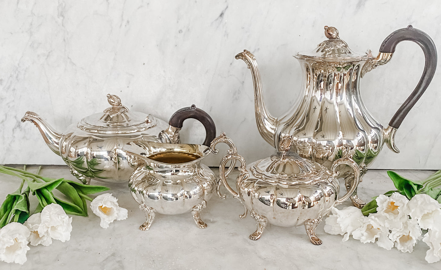 Complete 5-Piece Heirloom Melon Tea Set