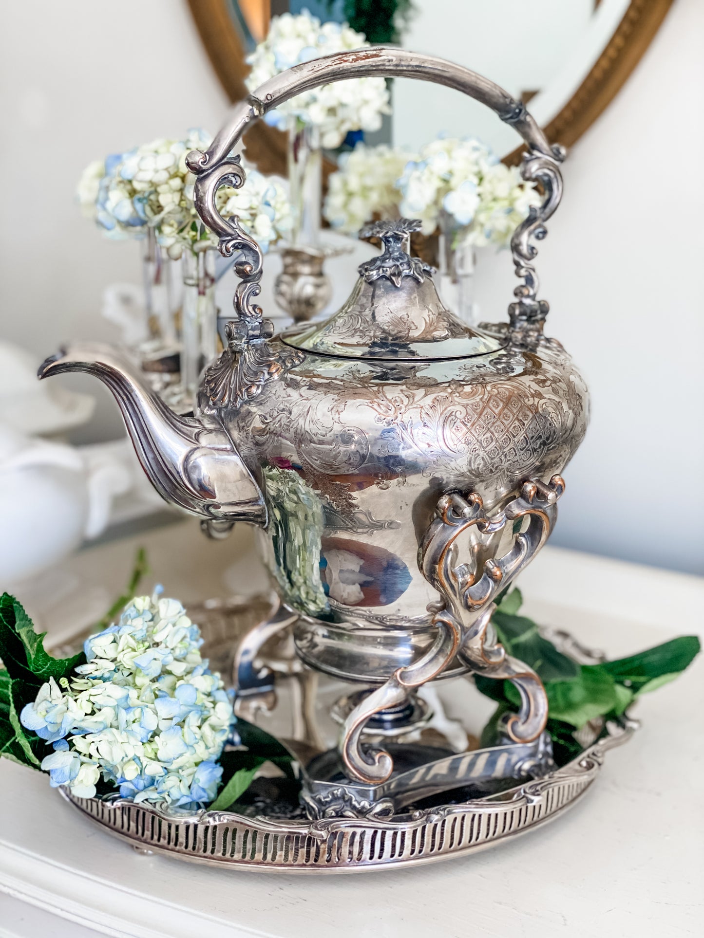 Beautiful Antique Teapot on Stand