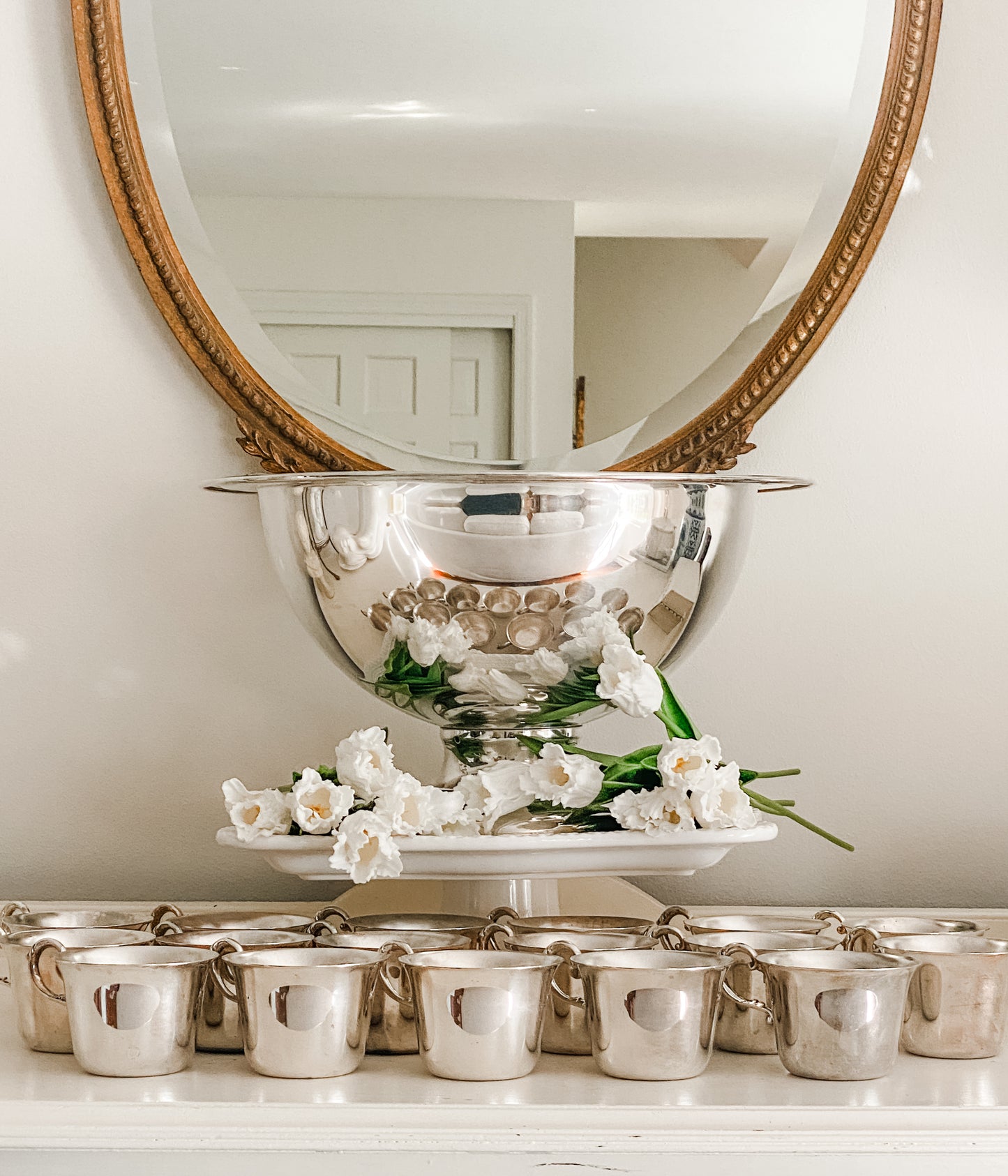 Service for 17: Large Punch Bowl, Cups & Ladle