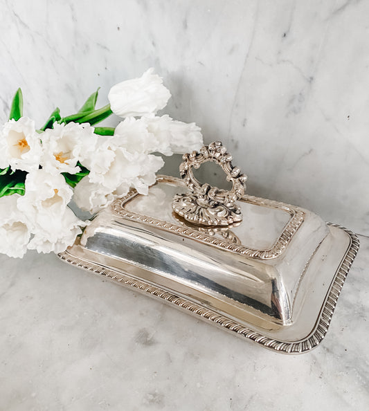 Miniature Covered Sheffield Dish with Rope Edge