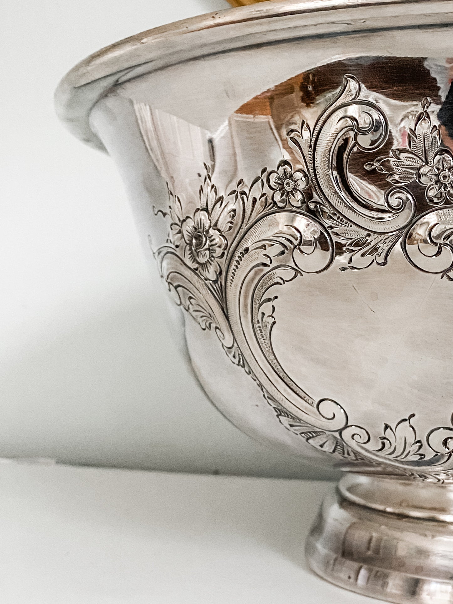 Huge Hand Chased Repousse Centerpiece Bowl