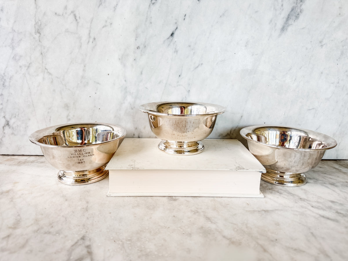 Winner’s Circle — Trio of 1957 Silverplate Trophy Bowls